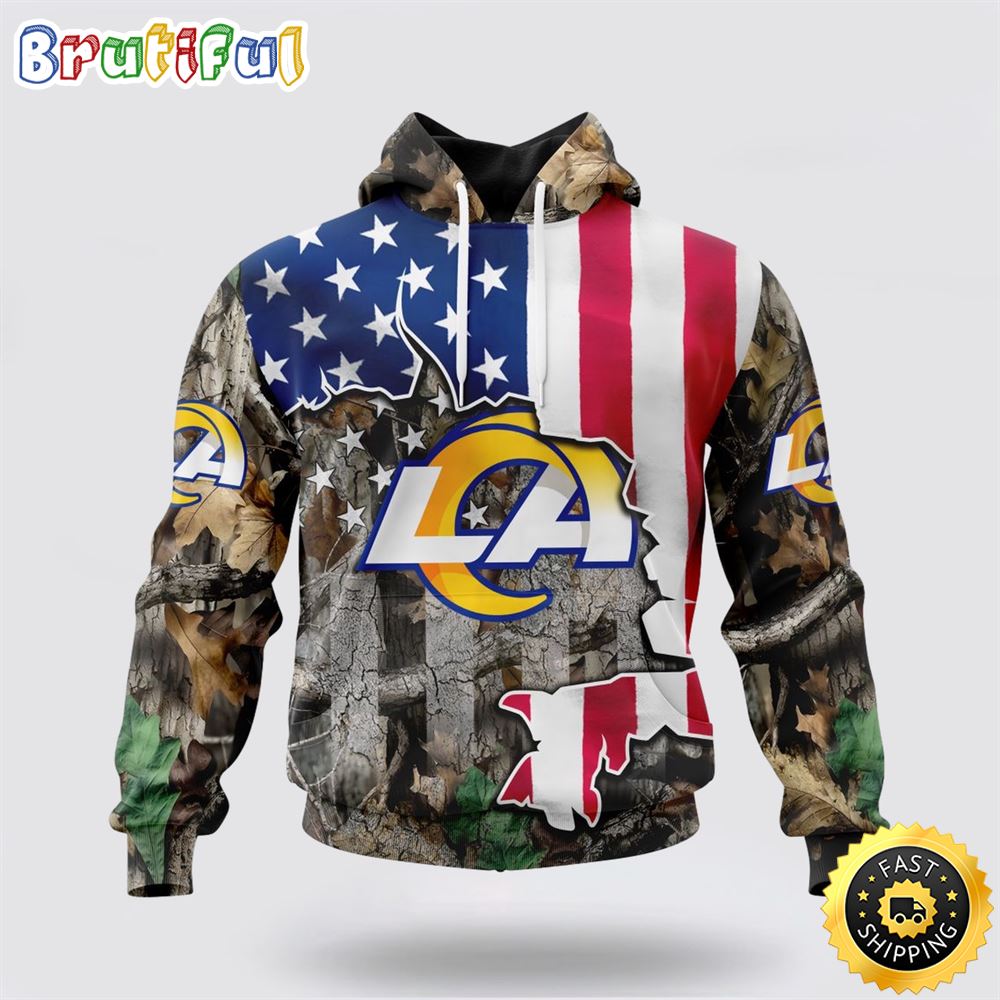 NFL Los Angeles Rams All Over Print 3D Hoodie USA Flag Camo Realtree Hunting Unique And Eye Catching 1 pvfjht