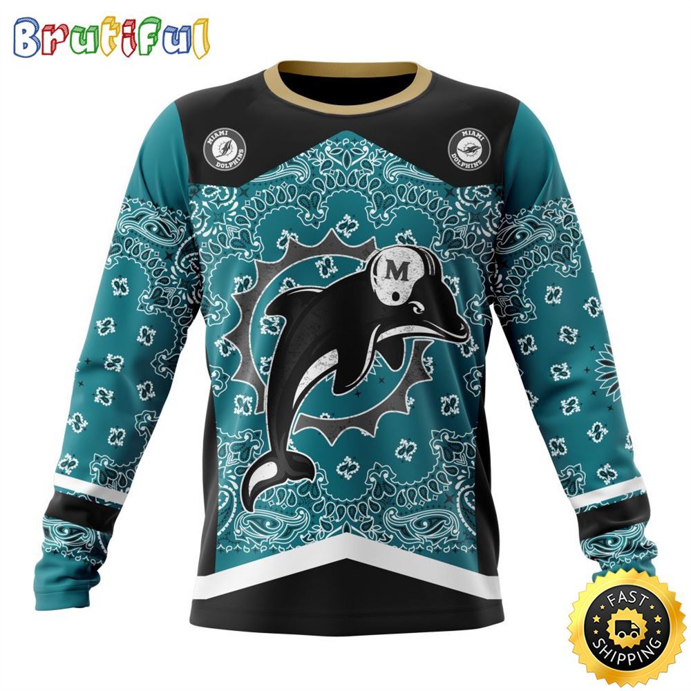 NFL Miami Dolphins Crewneck Sweatshirt Specialized Classic Style Unisex Sweatshirt 1 p6sbiv
