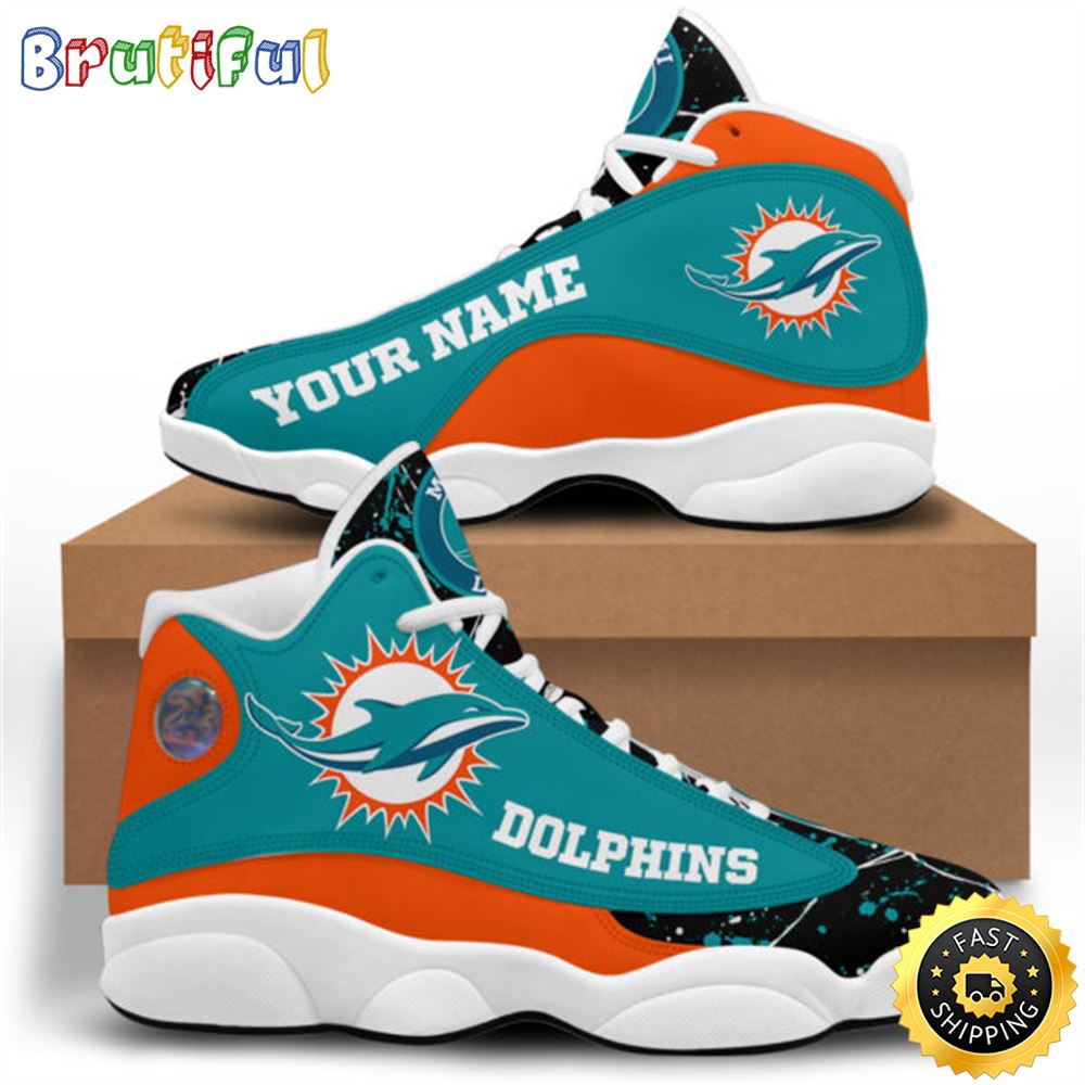NFL Miami Dolphins Custom Name Aqua Black Air Jordan 13 Shoes gkfgxw