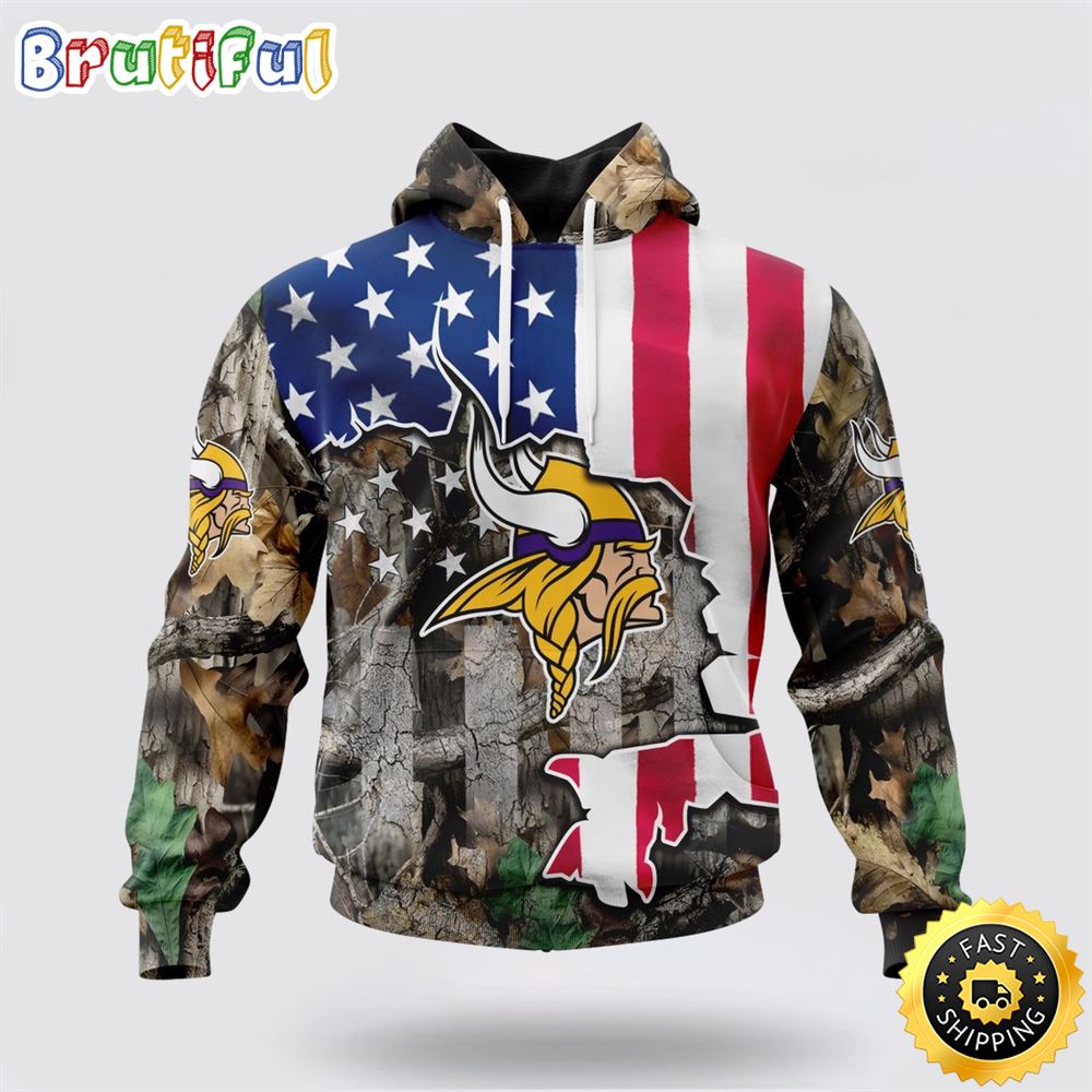 NFL Minnesota Vikings All Over Print 3D Hoodie USA Flag Camo Realtree Hunting Unique And Eye Catching 1 pbsgvl