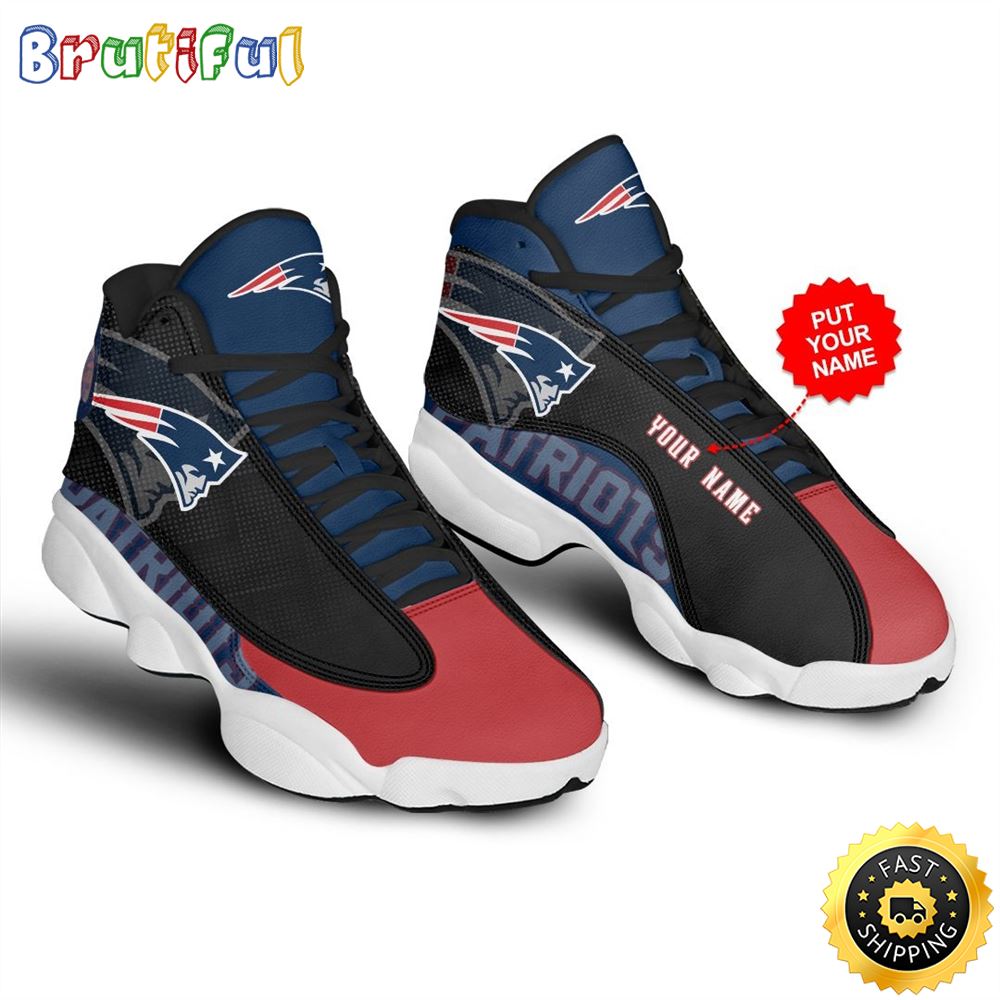 NFL New England Patriots Custom Name Air Jordan 13 Shoes V1 sar44w