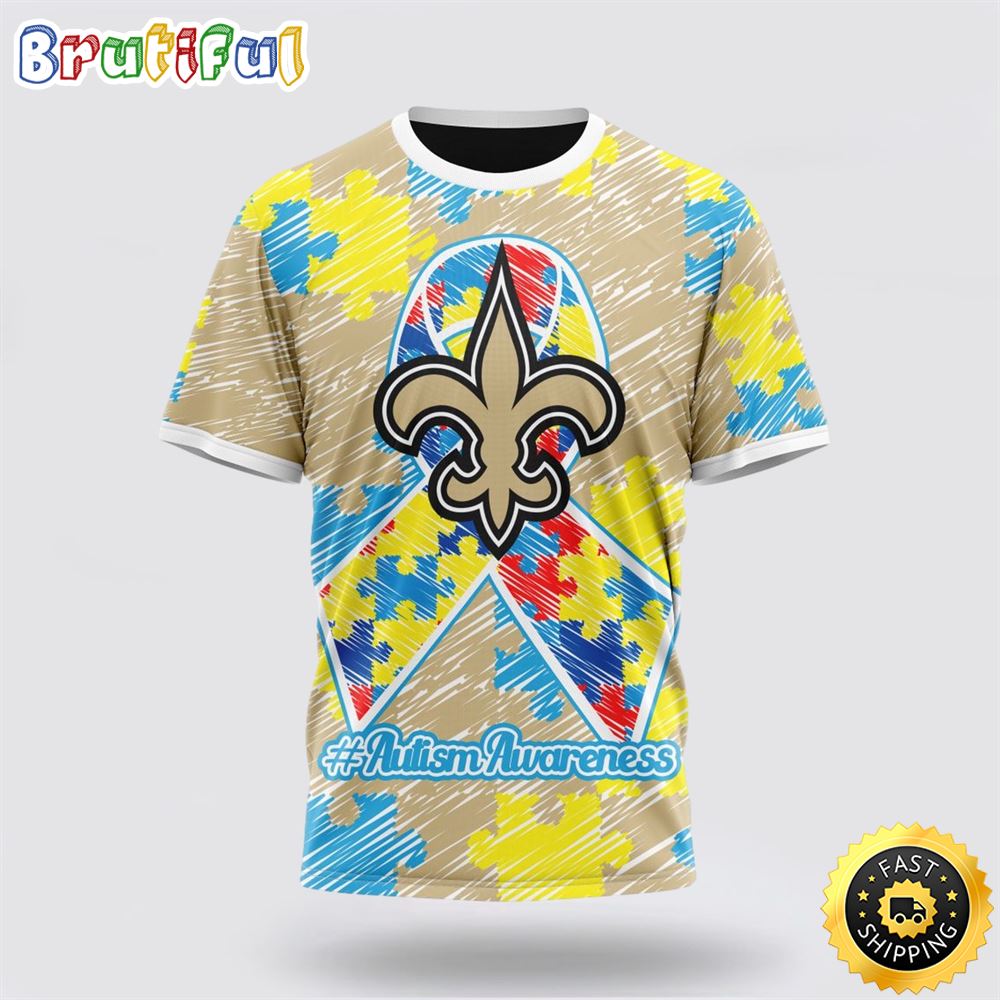 NFL New Orleans Saints All Over Print 3D T Shirt Puzzle Autism Awareness Unisex T Shirt 1 xkgp0u