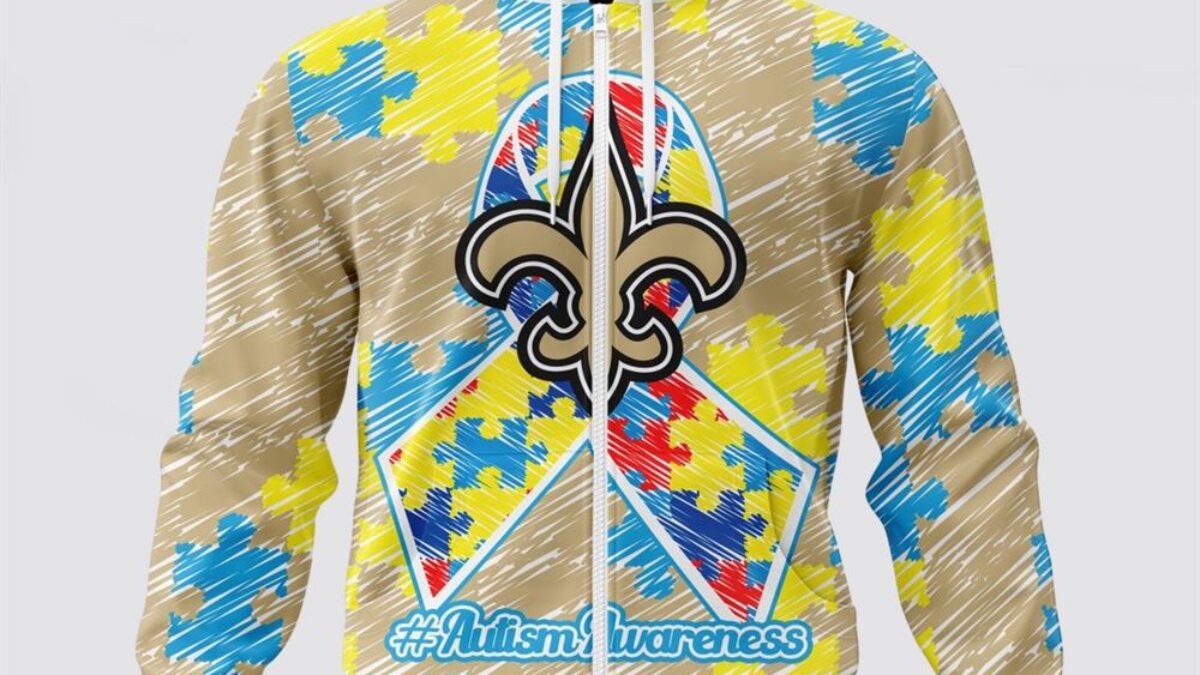 NFL New Orleans Saints All Over Print Zip Hoodie 3D Puzzle Autism