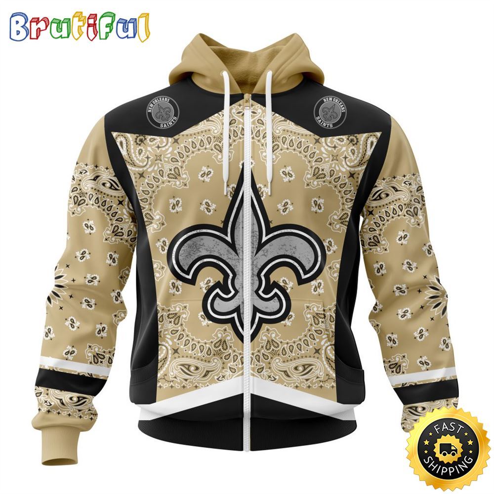 NFL New Orleans Saints All Over Print Zip Hoodie 3D Specialized Classic Style Unisex Hoodie 2 wbjis6
