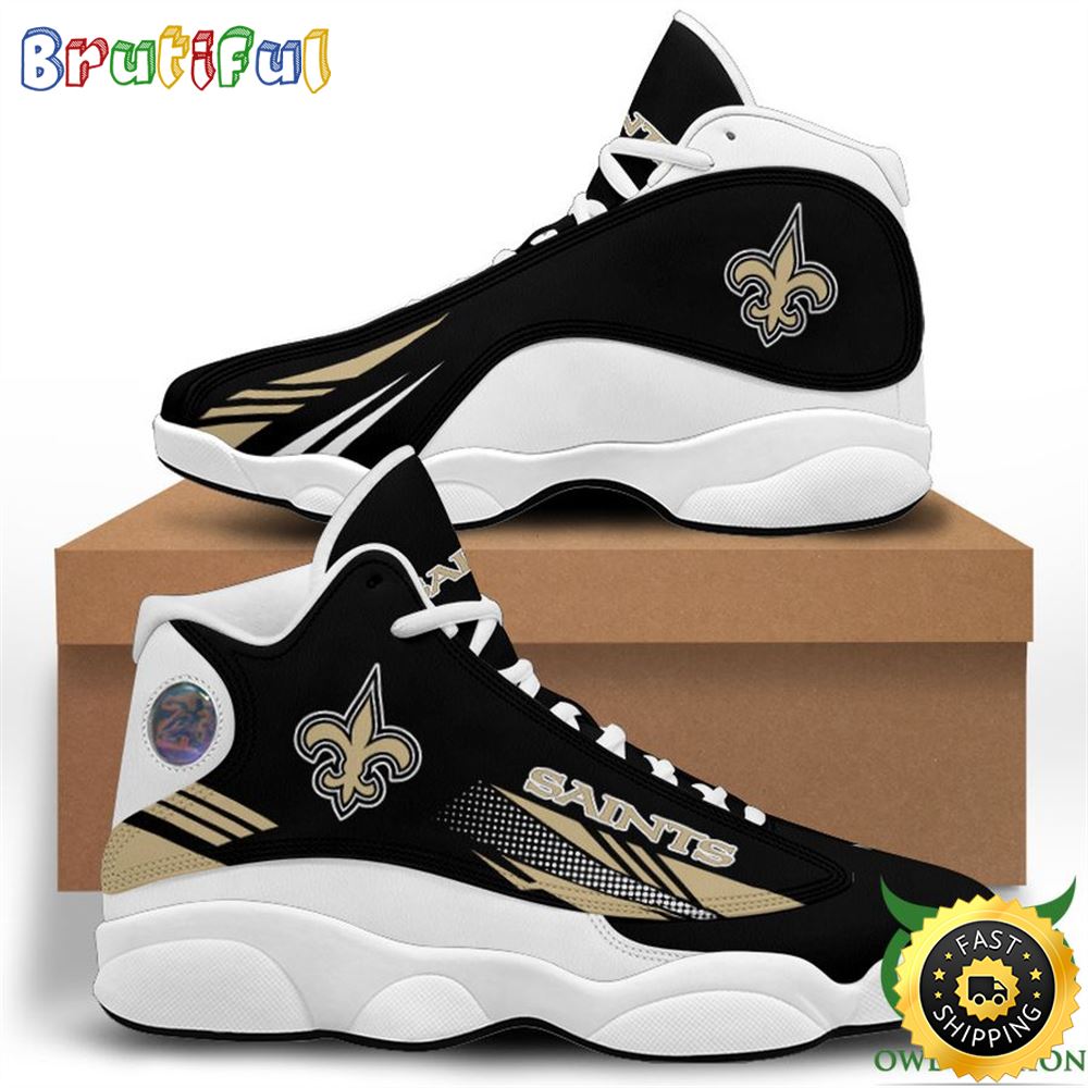 NFL New Orleans Saints Black Golden Stripes Air Jordan 13 Shoes kntzg6