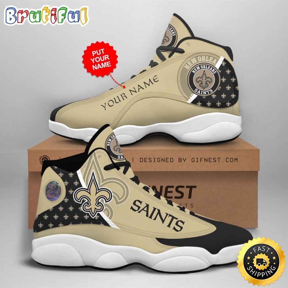 NFL New Orleans Saints Custom Name Air Jordan 13 Shoes V1 zgbzvq