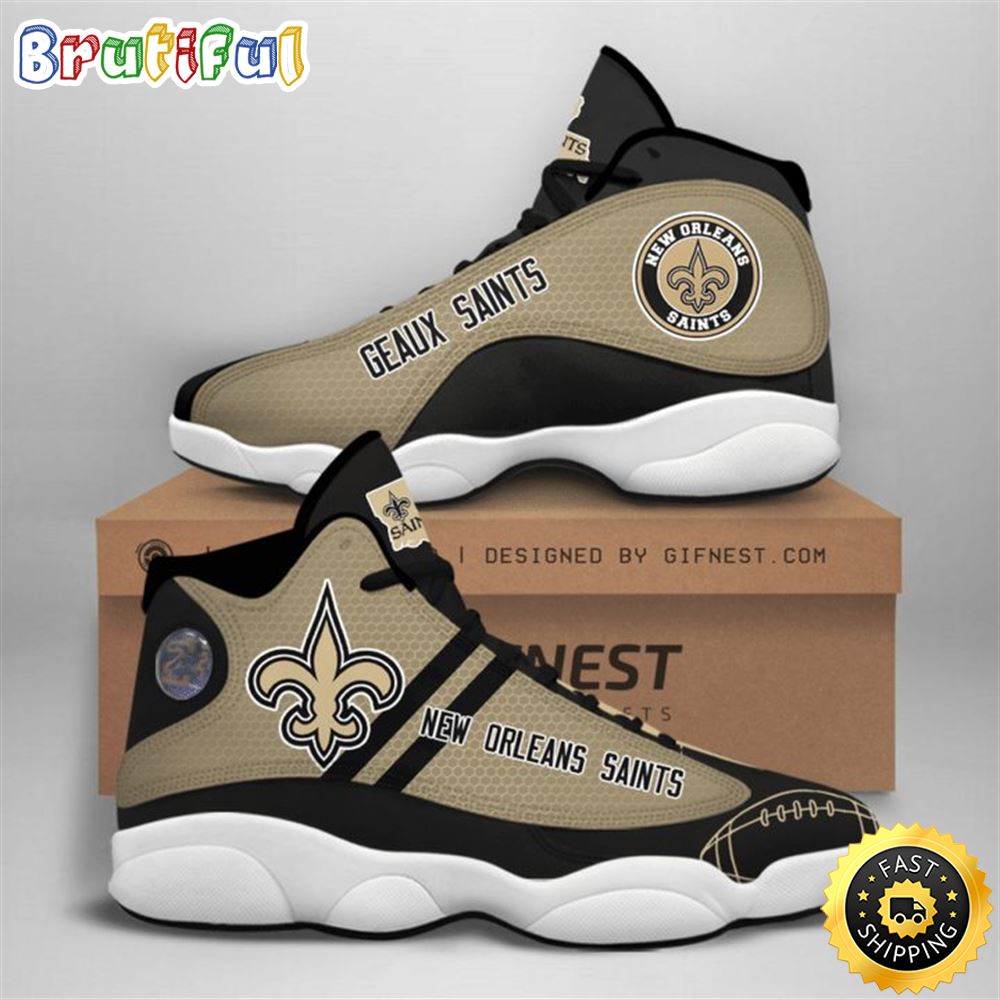 NFL New Orleans Saints Golden Black Stripes Air Jordan 13 Shoes zsuqkd
