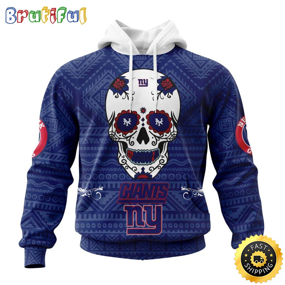 NFL New York Giants All Over Print 3D Hoodie Specialized Kits For Dia De Muertos Show Your Team Spirit 1 hspkfp