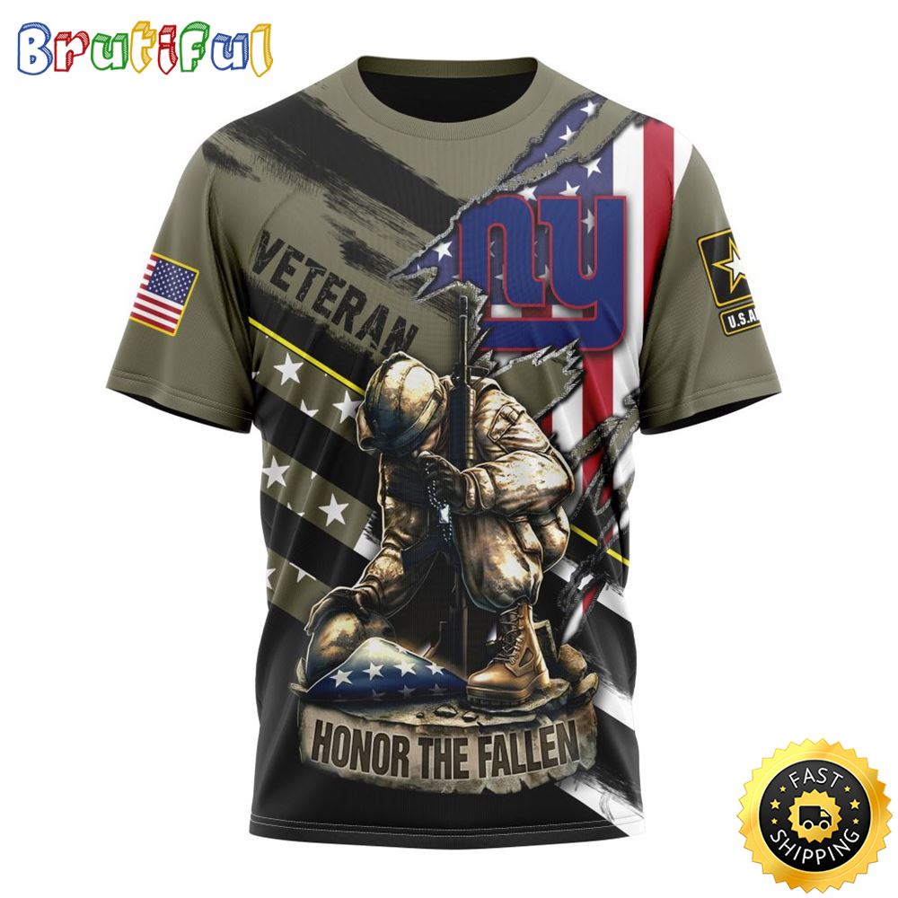 NFL New York Giants All Over Print 3D T Shirt Honor Veterans Kneeling Soldier Unisex Tshirt 1 y29rky