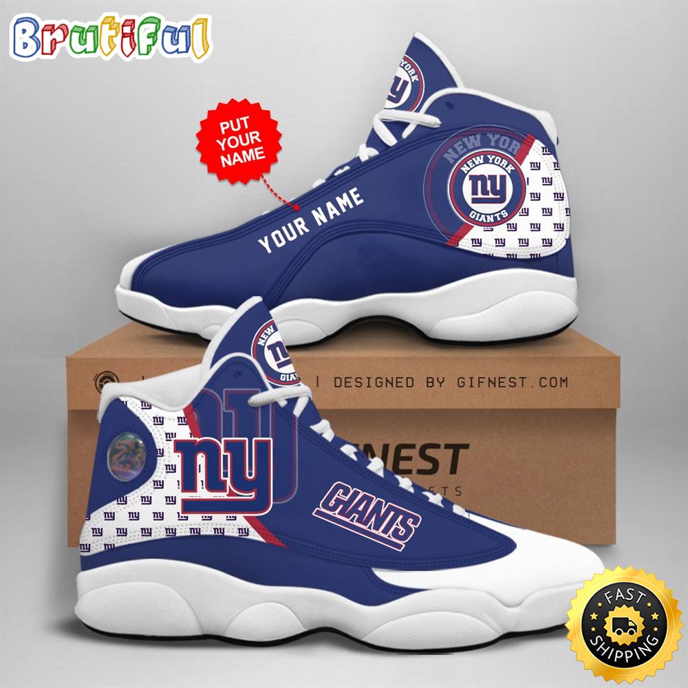 NFL New York Giants Custom Name Air Jordan 13 Shoes V1 mbwpw0