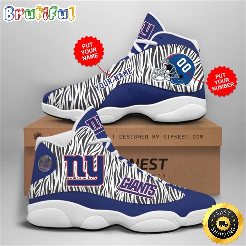 NFL New York Giants Custom Name Air Jordan 13 Shoes V2 aba4tk