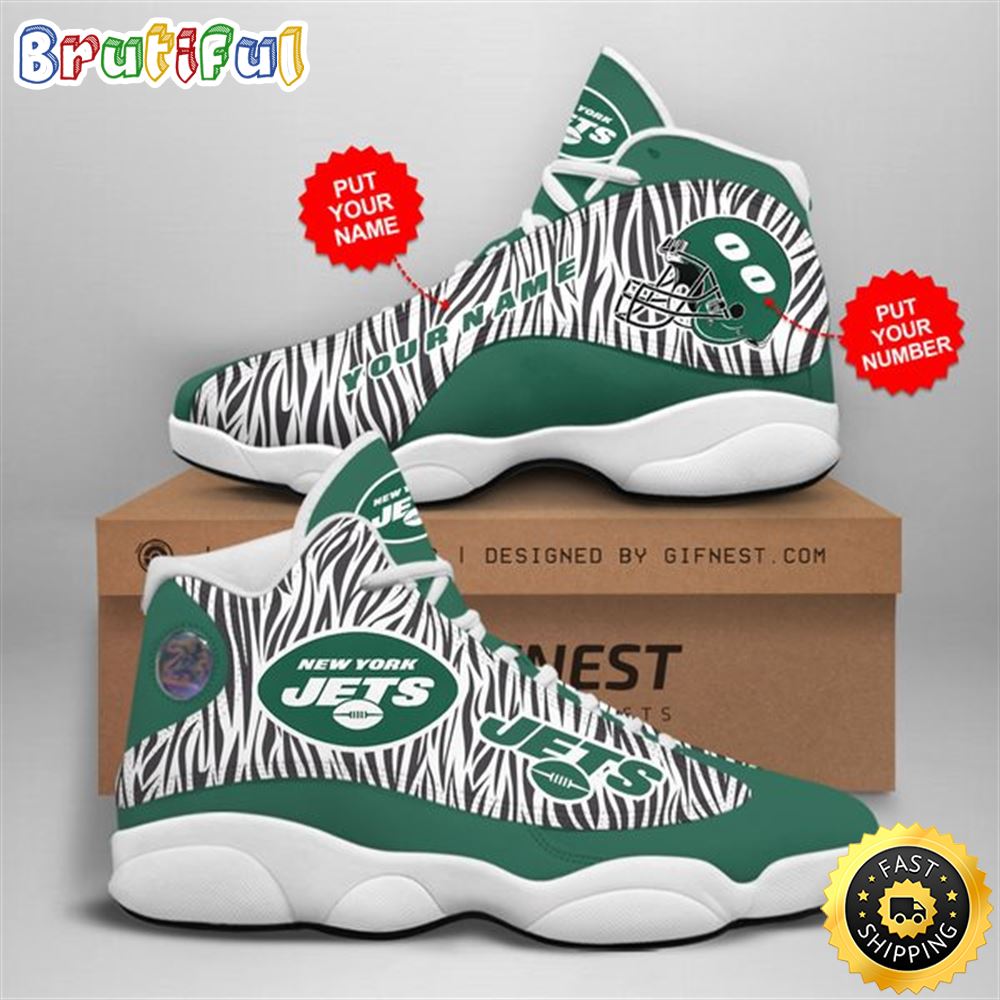 NFL New York Jets Custom Name Number Air Jordan 13 Shoes V2 n8bcok