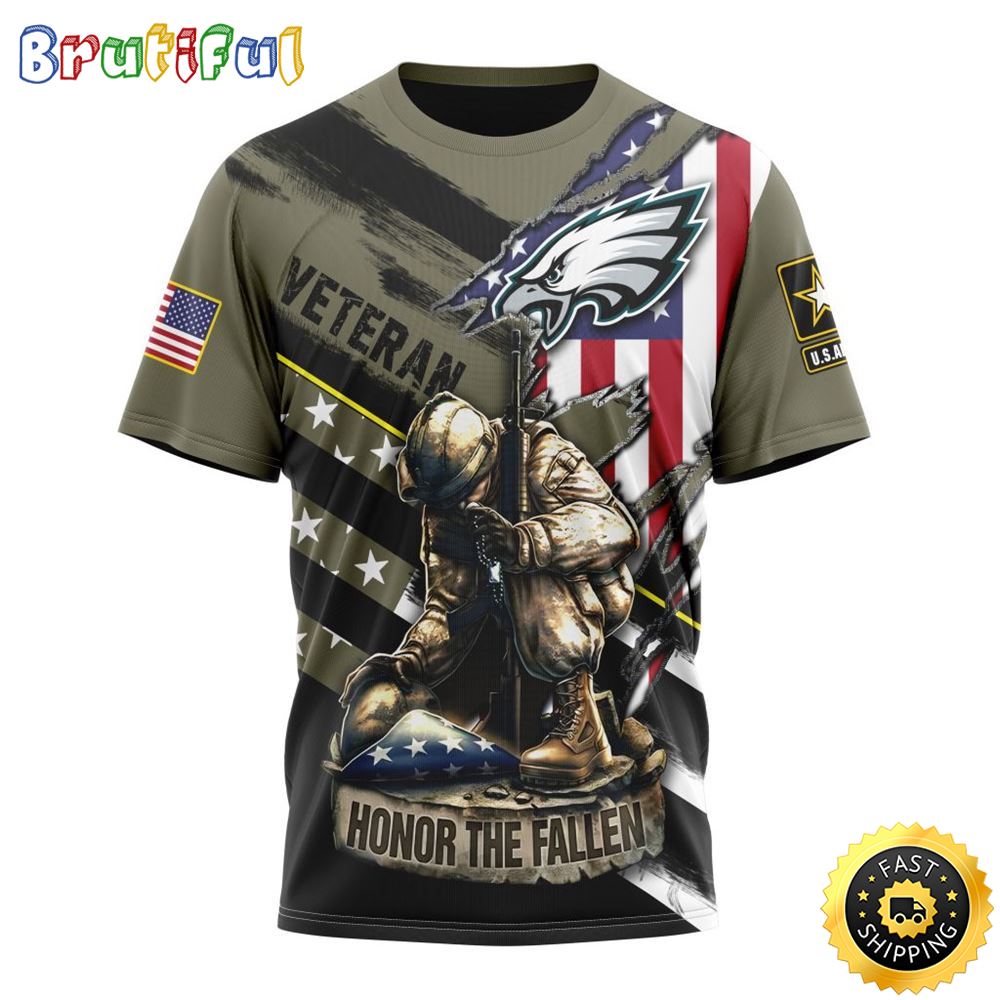 NFL Philadelphia Eagles All Over Print 3D T Shirt Honor Veterans Kneeling Soldier Unisex Tshirt 1 euoikw