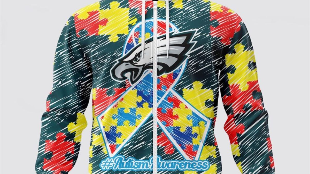NFL Philadelphia Eagles All Over Print Zip Hoodie 3D Puzzle Autism