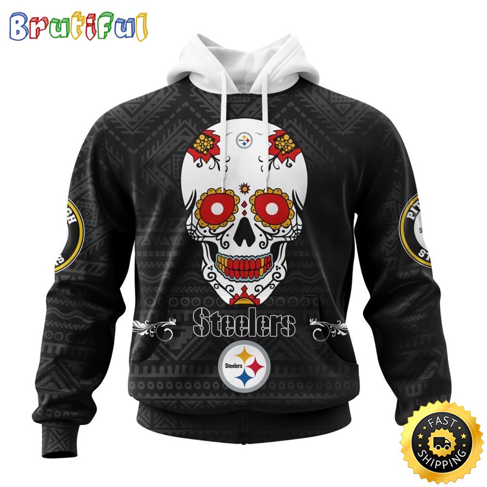 NFL Pittsburgh Steelers All Over Print 3D Hoodie Specialized Kits For Dia De Muertos Show Your Team Spirit 1 kmikpw