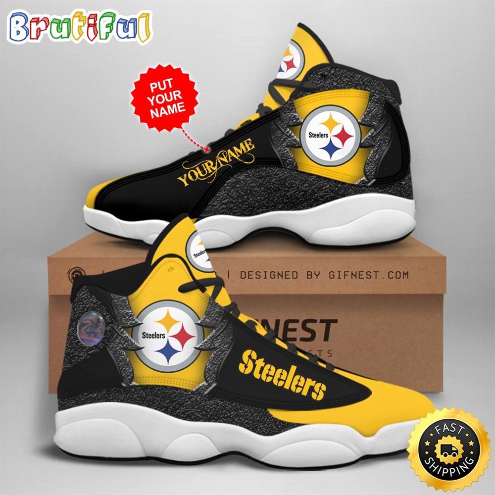 NFL Pittsburgh Steelers Custom Name Air Jordan 13 Shoes V4 kiixp2