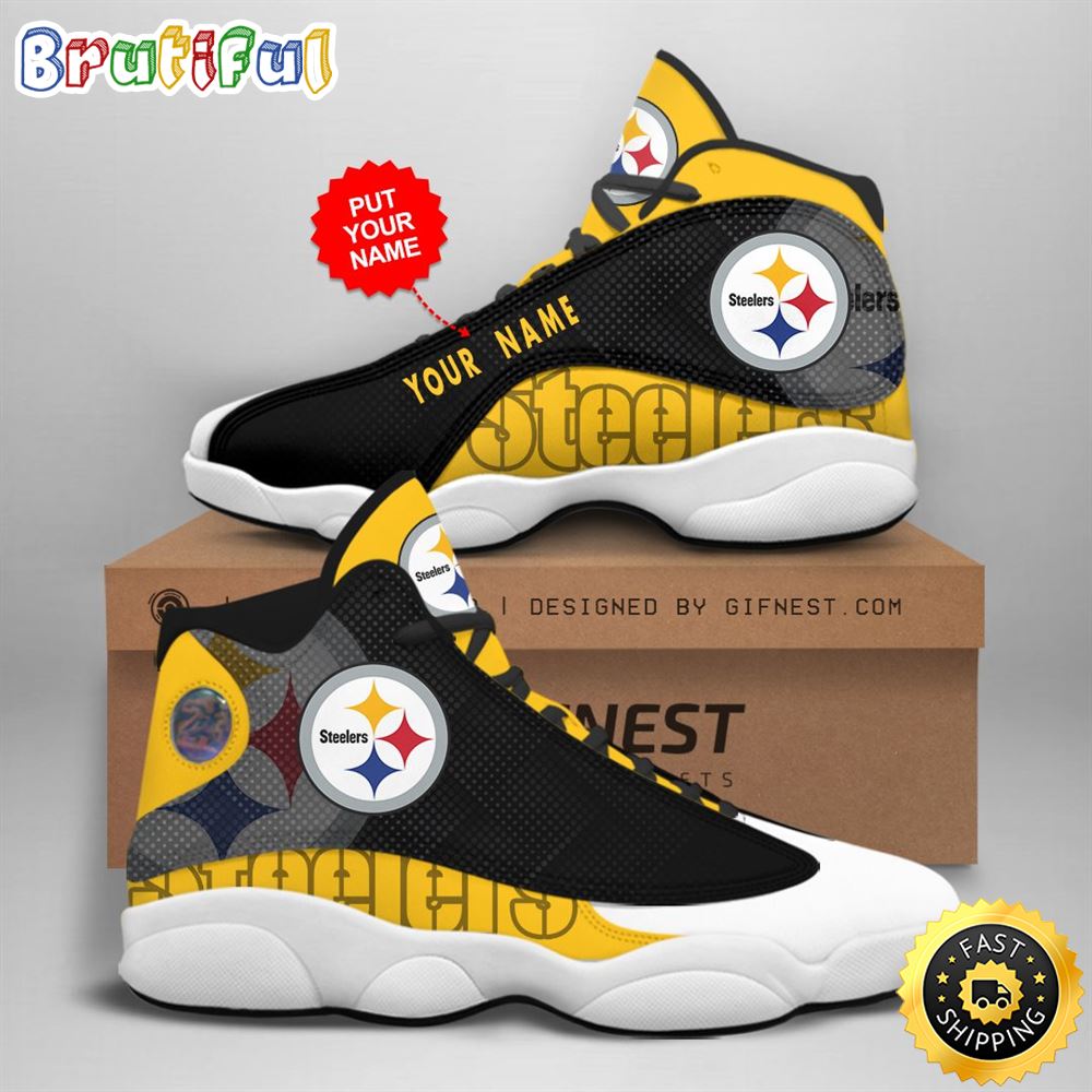 NFL Pittsburgh Steelers Custom Name Air Jordan 13 Shoes V6 l5gees