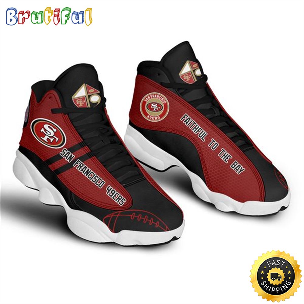 NFL San Francisco 49ers Black Red Air Jordan 13 Shoes V2 xvjsrd