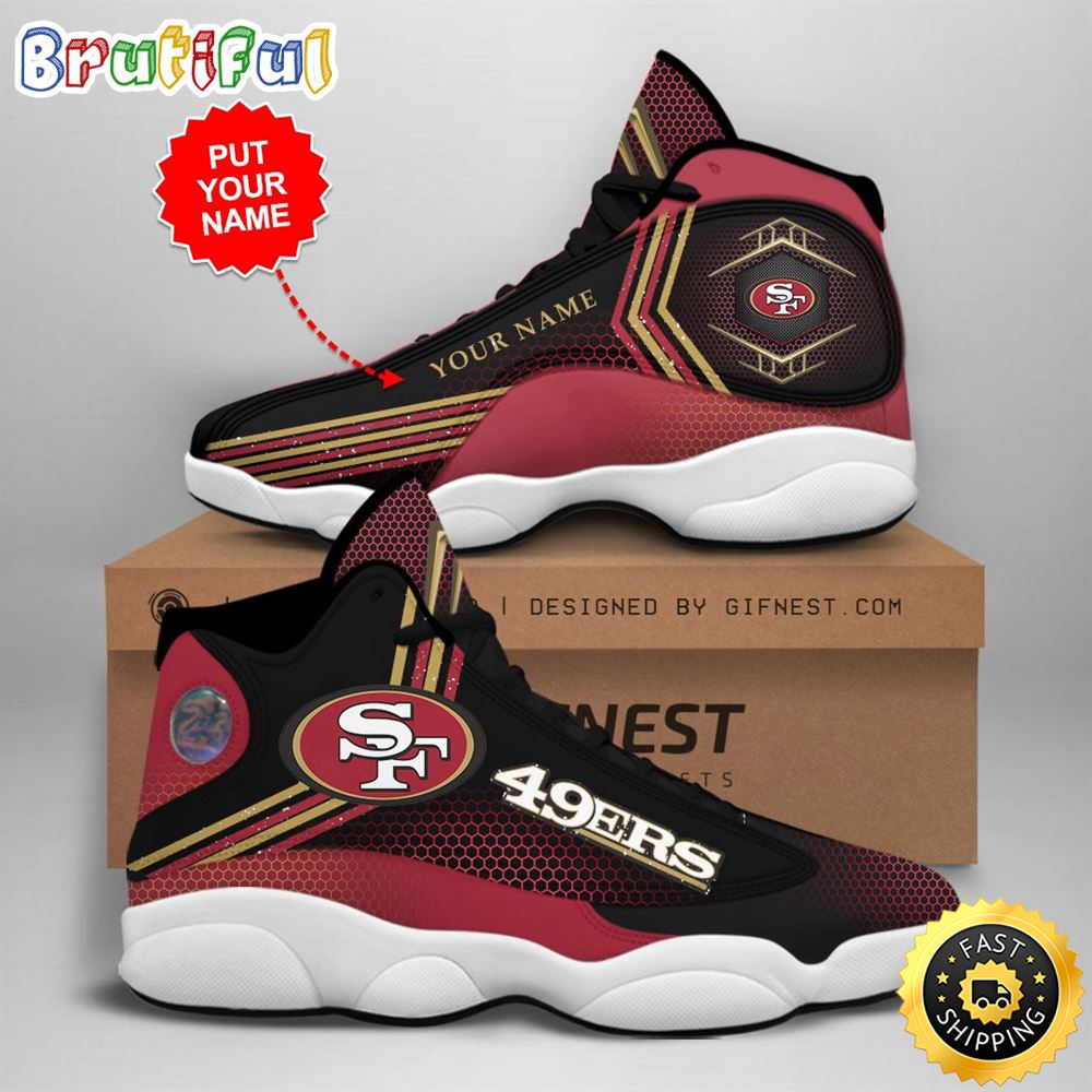 NFL San Francisco 49ers Custom Name Red Skull Air Jordan 13 Shoes