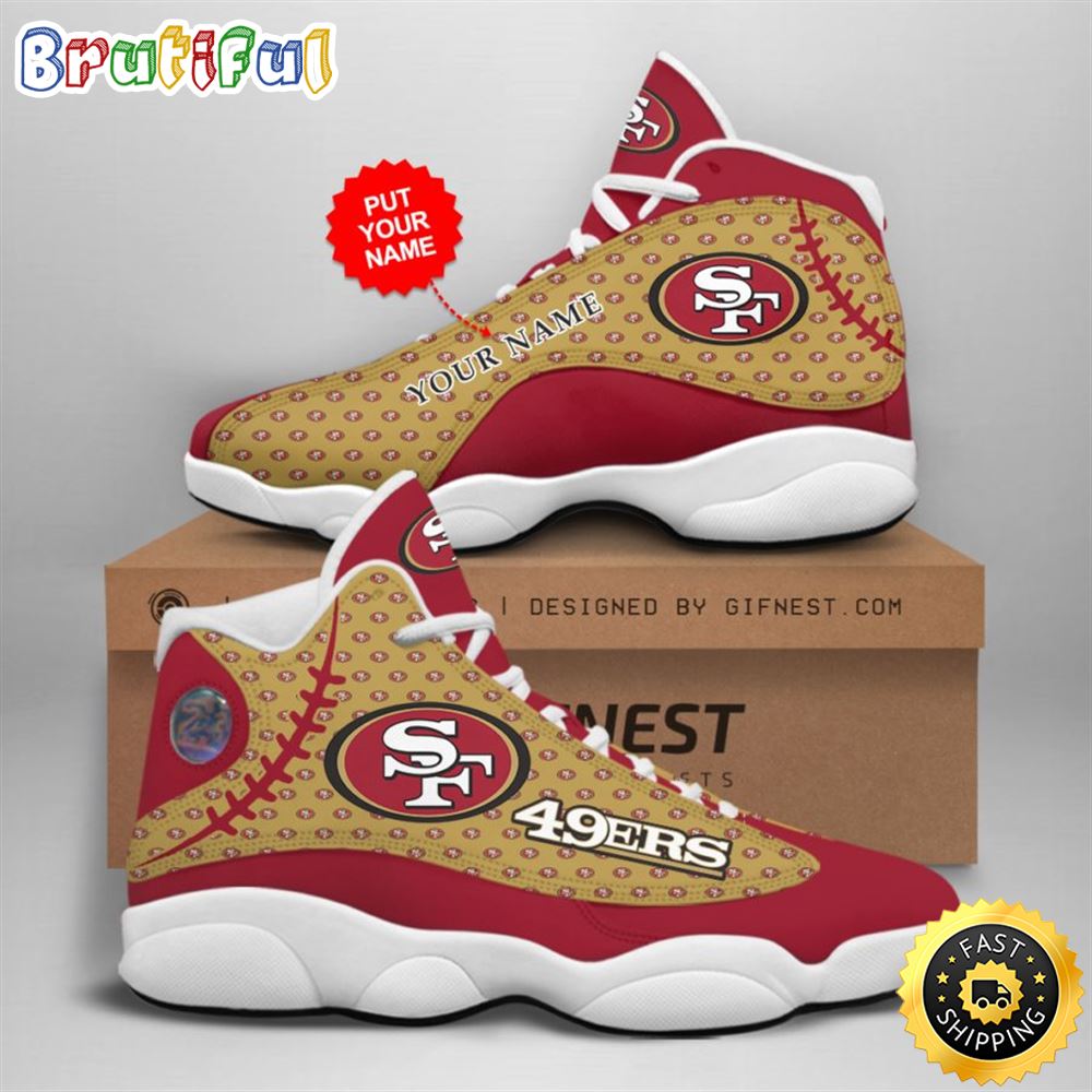 NFL San Francisco 49ers Custom Name Air Jordan 13 Shoes V4 khtf3s