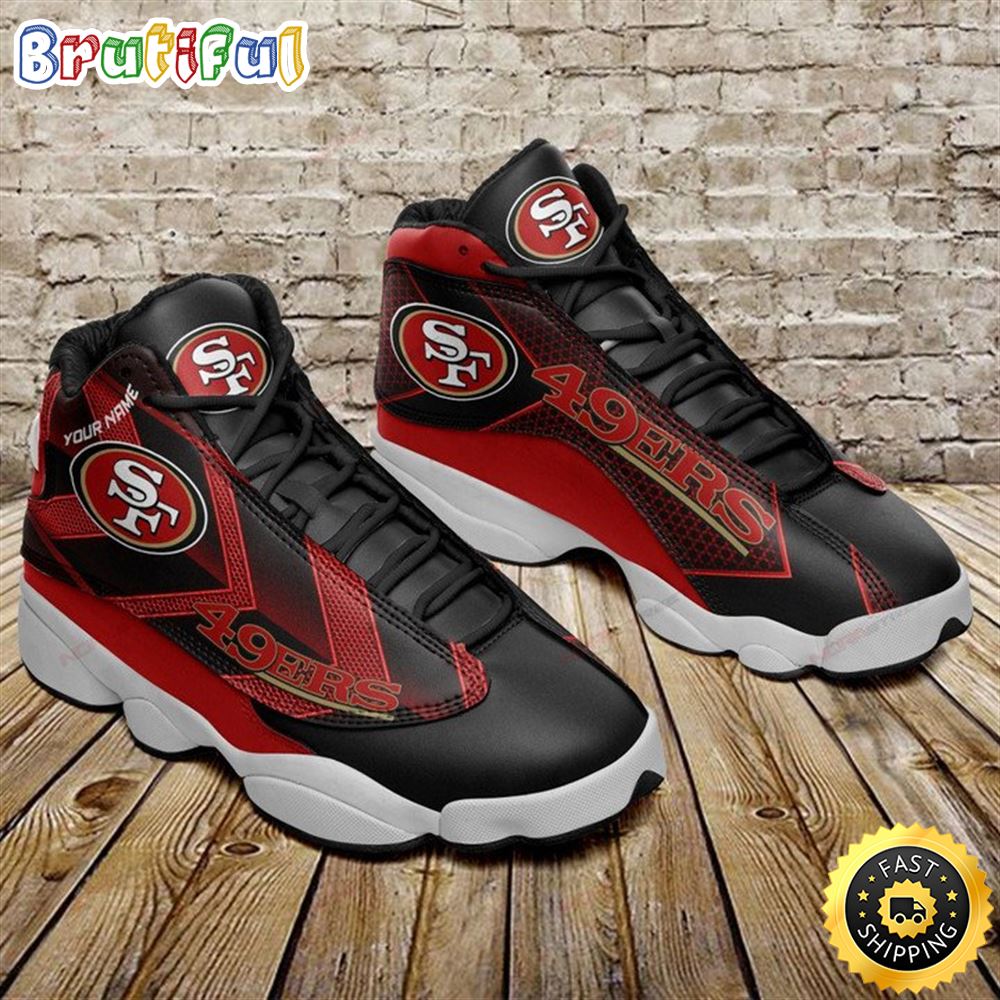 NFL San Francisco 49ers Custom Name Black Red Air Jordan 13 Shoes x1dogd