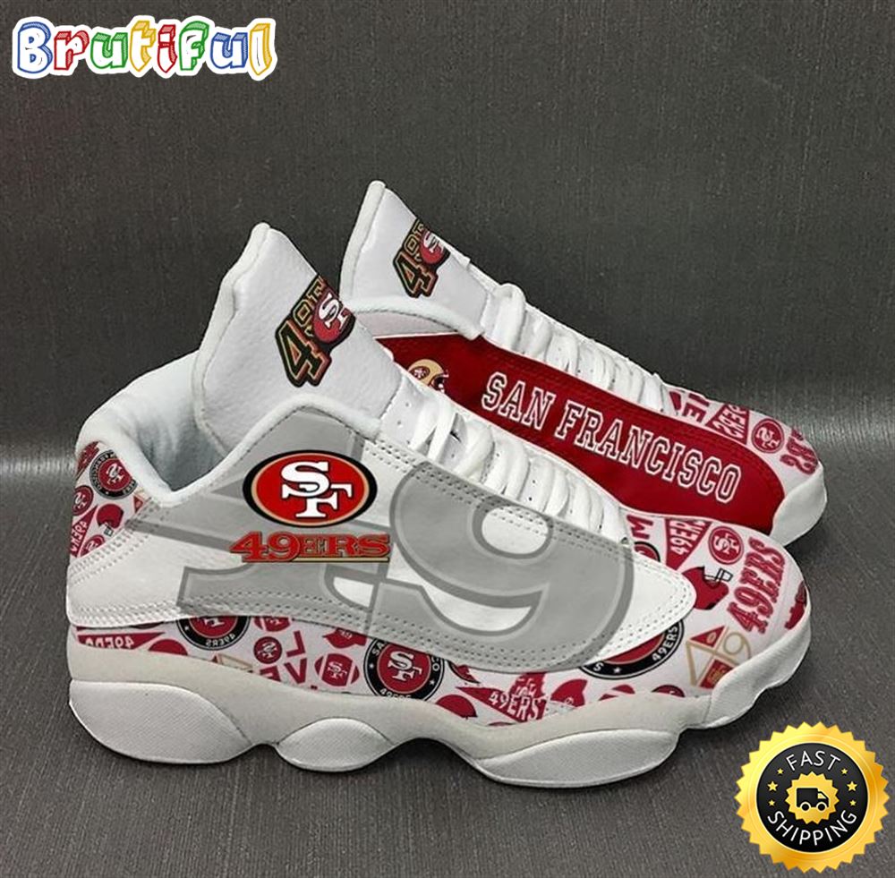 NFL San Francisco 49ers White Big Logo Air Jordan 13 Shoes zjir3m