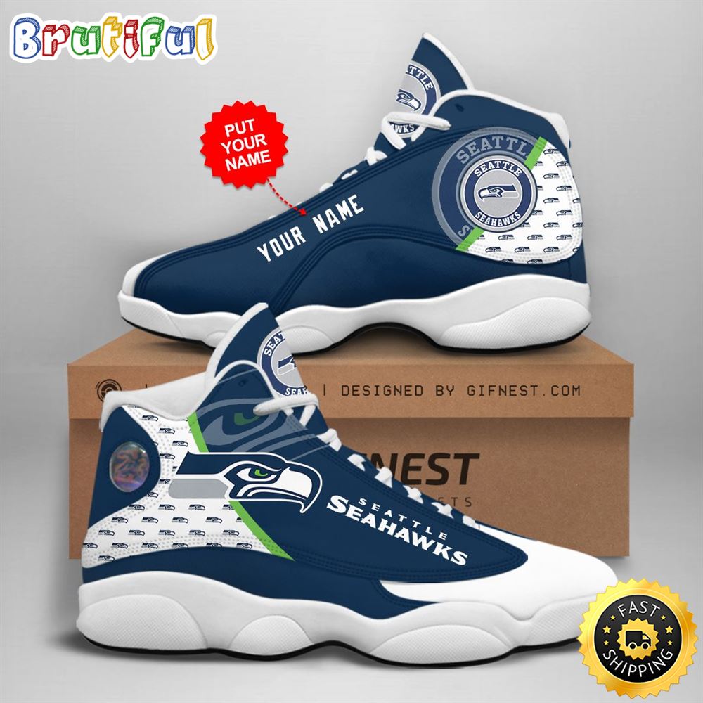 NFL Seattle Seahawks Custom Name Air Jordan 13 Shoes V2 fzswat