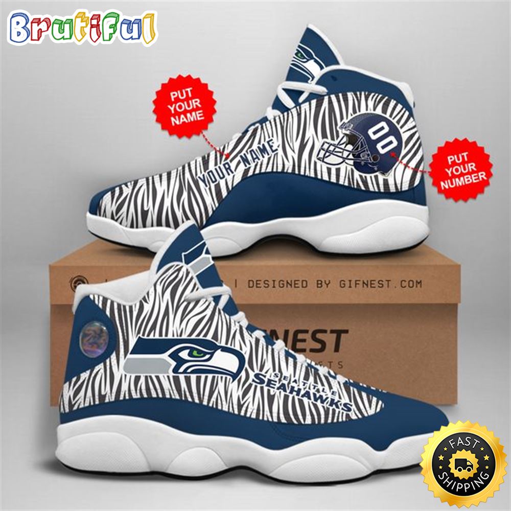 NFL Seattle Seahawks Custom Name Number Air Jordan 13 Shoes V3 cwa75u