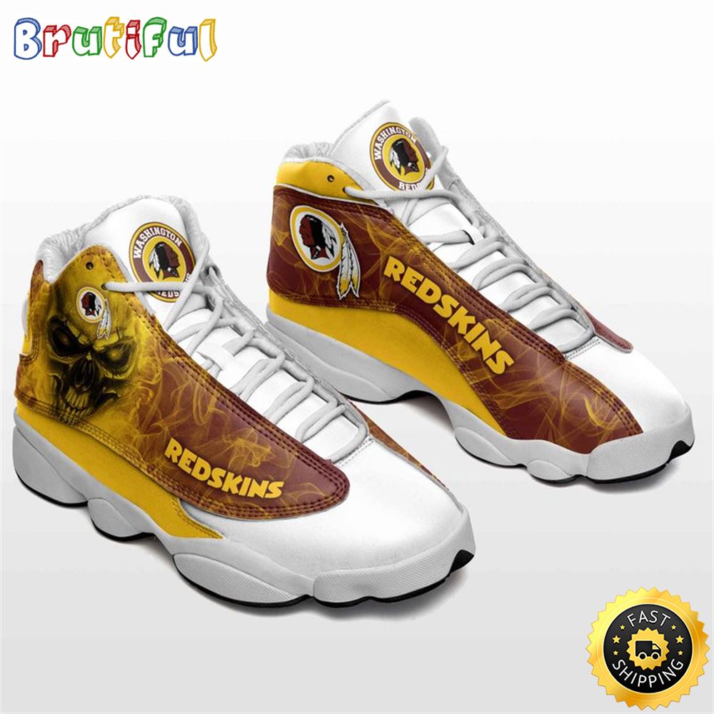 NFL Washington Redskins Skull Golden Brown Air Jordan 13 Shoes a8wowf