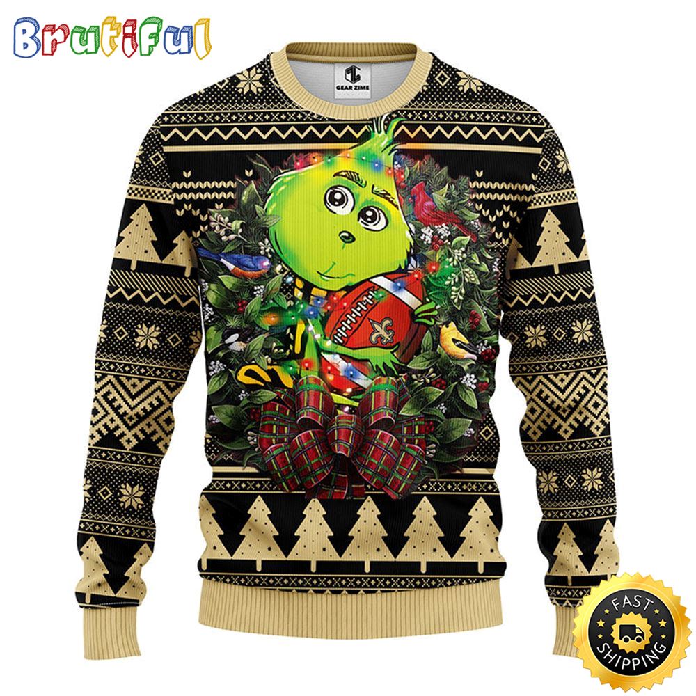 New Orleans Saints Christmas Ugly Sweater Grinch Hug Xmas Day Show Your Team Spirit 1 dj8wnu