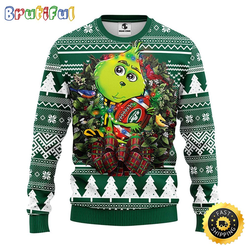 New York Jets Christmas Ugly Sweater Grinch Hug Xmas Day Show Your Team Spirit 1 zvskzv