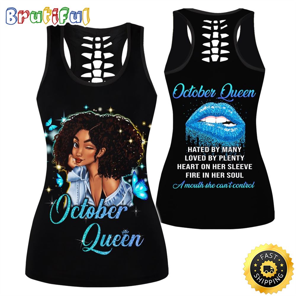 October Girl All Over Print 3D Tank Top Fire In Her Soul Gift For Women 1 to4p0k