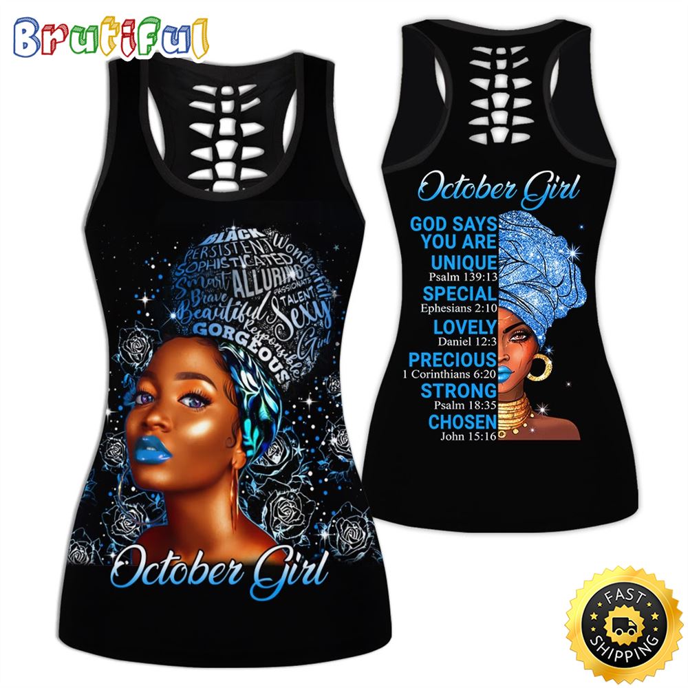 October Girl All Over Print 3D Tank Top God Says Lovely Gift For Women 1 nwi1zn