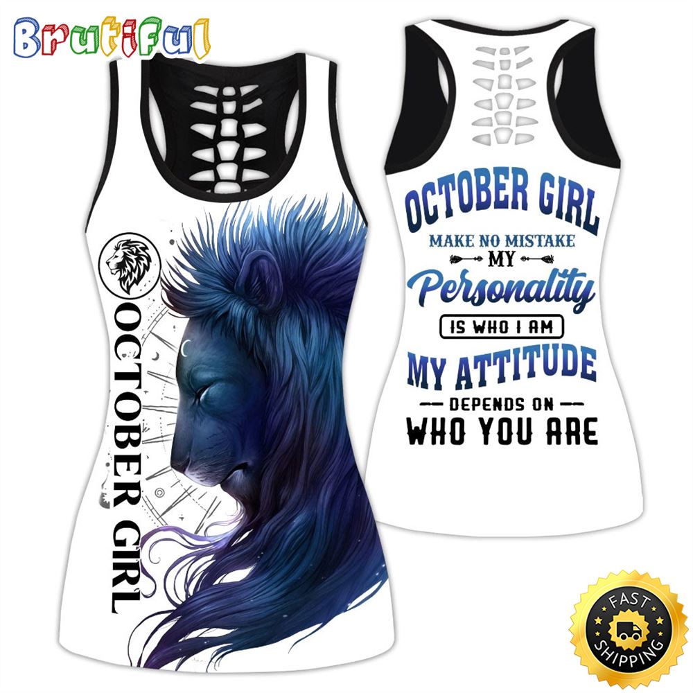 October Lion Girl All Over Print 3D Tank Top Make No Mistake Gift For Women 1 hwhket