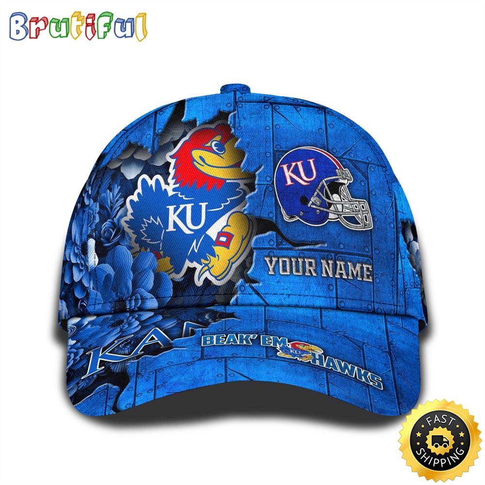 Personalized NCAA Kansas Jayhawks All Over Print BaseBall Cap Show Your Pride 1