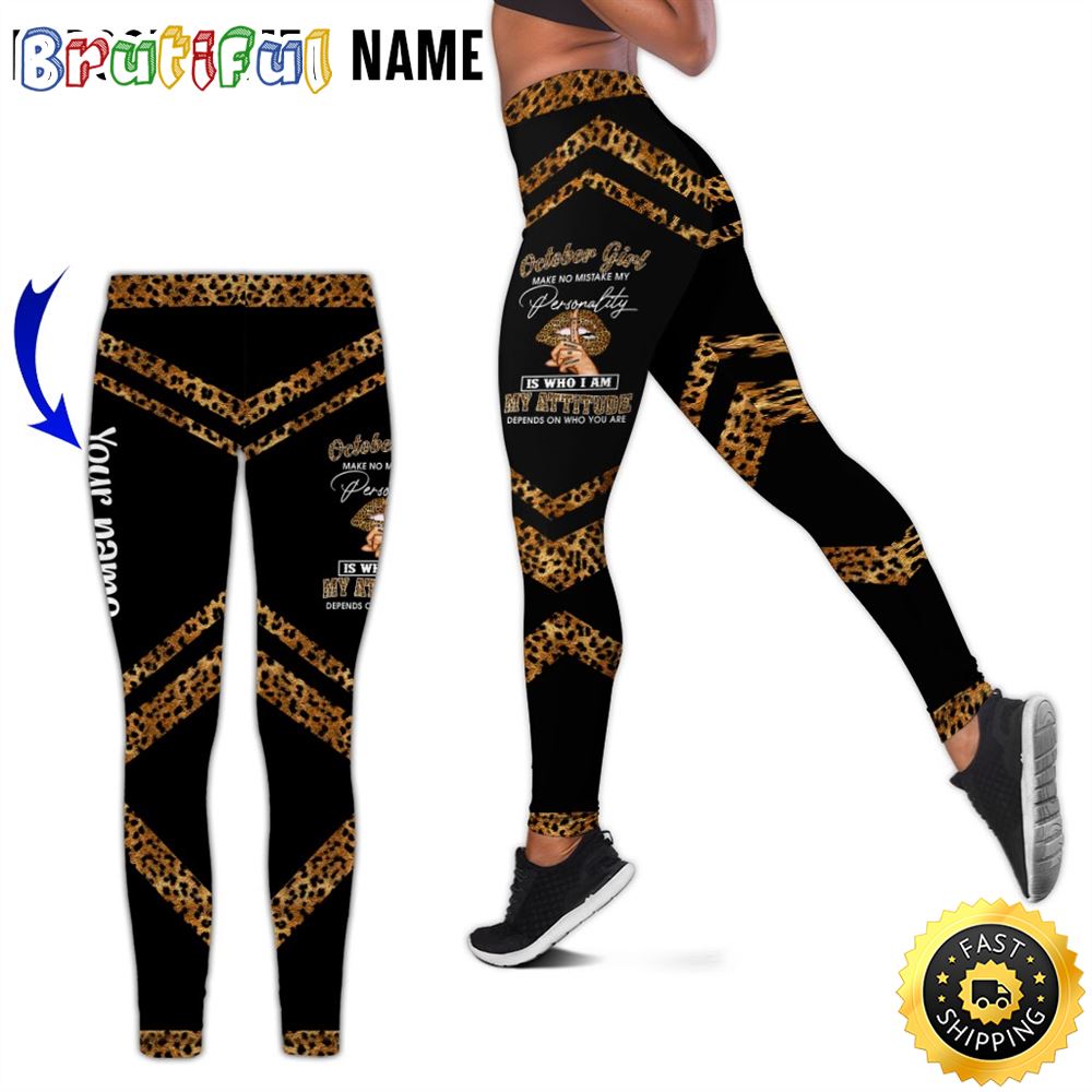 Personalized Black October Girl All Over Print 3D Legging My Attitude Is A Mirror Gift For Women 1 kjk9sz