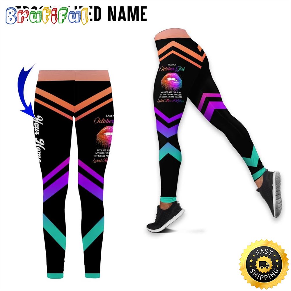 Personalized Black October Girl All Over Print 3D Legging My Lips Are My Power Gift For Women 1 glqsi0