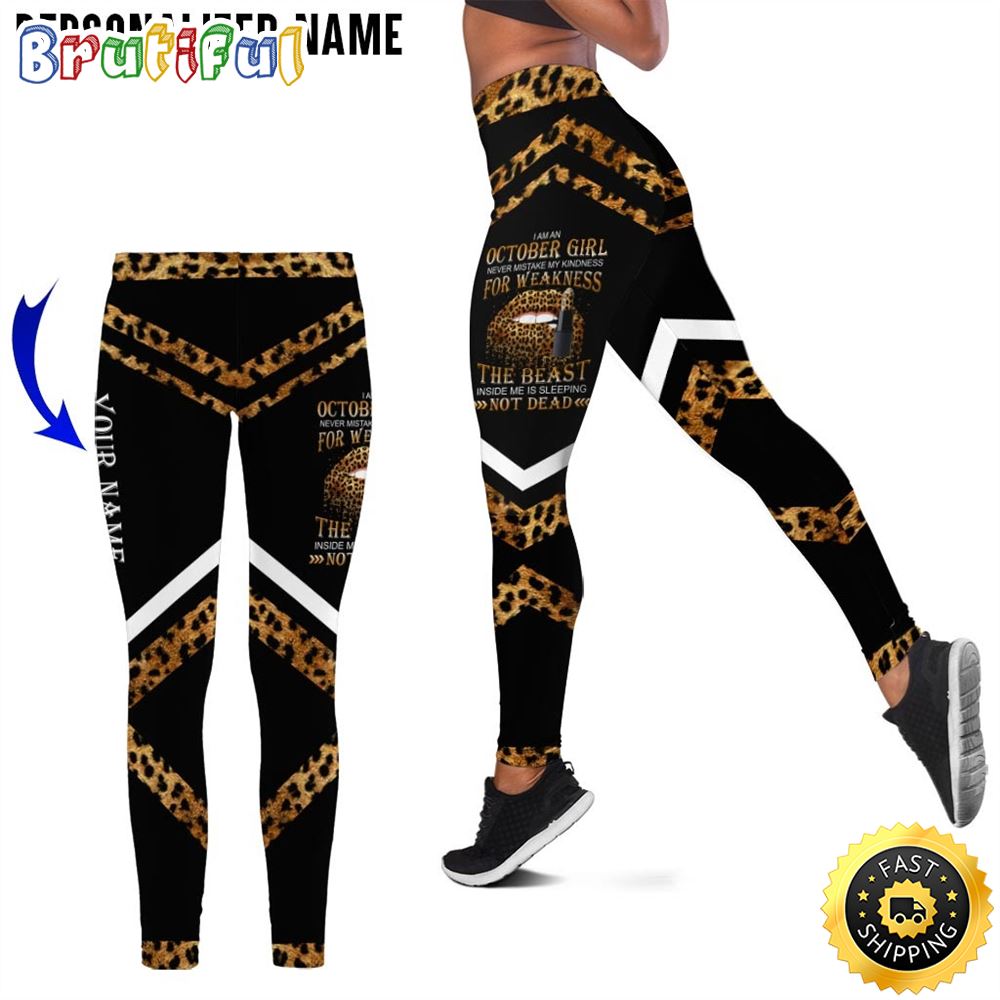 Personalized Black October Girl All Over Print 3D Legging The Beast Within Gift For Women 1 uztiam