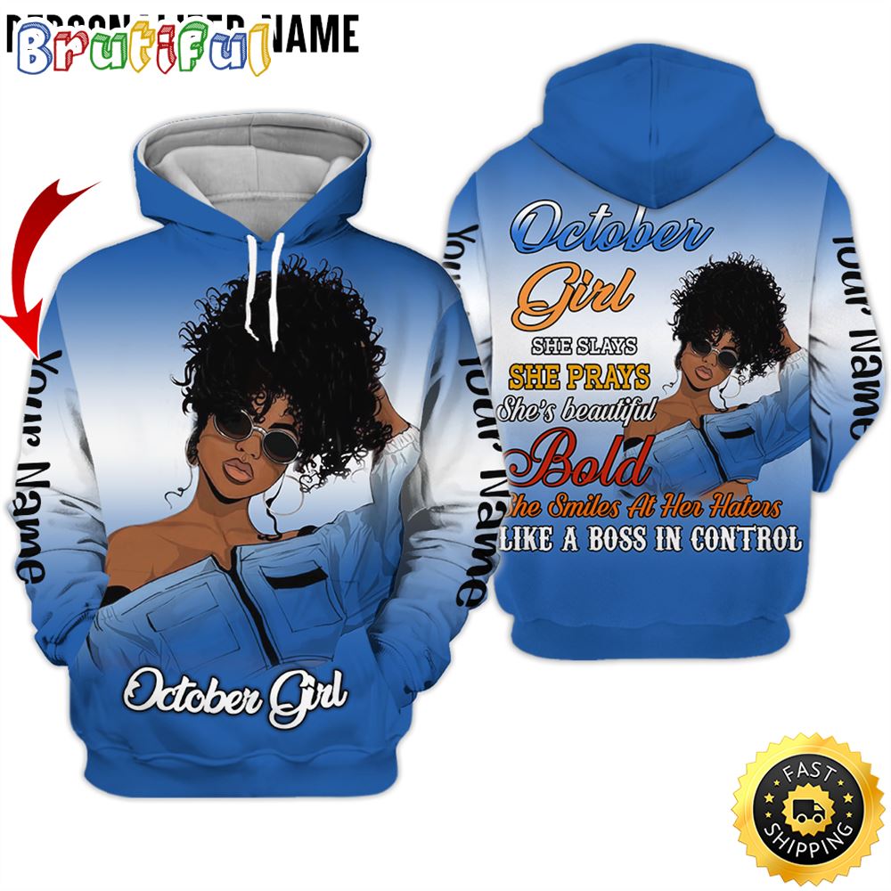 Personalized Black October Girl She Slays All Over Print Hoodie Gift For Frends 1 eofjjr