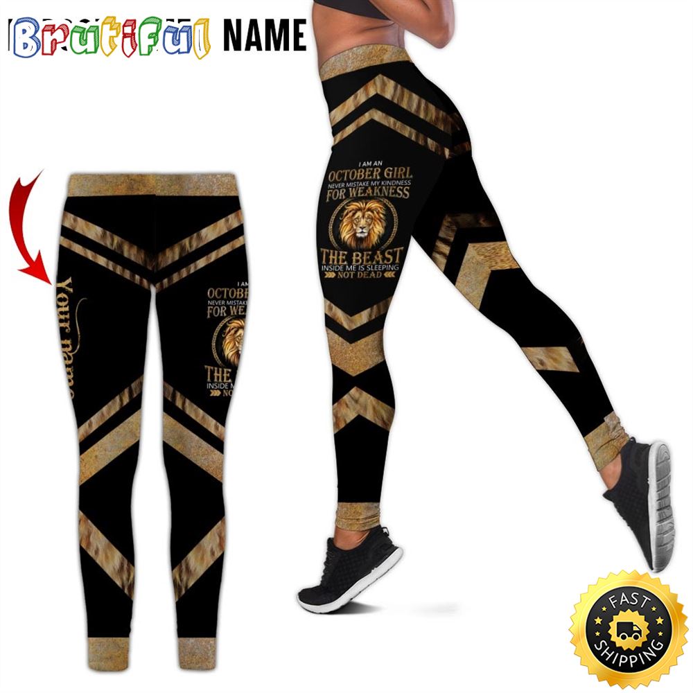 Personalized Black October Lion Girl All Over Print 3D Legging The Devil Inside Gift For Women 1 efciel