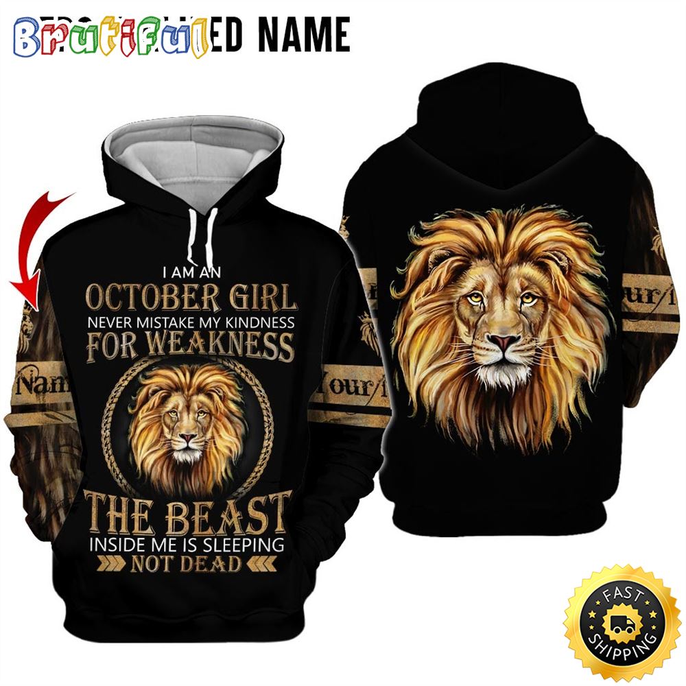 Personalized Black October Lion Girl The Devil Inside All Over Print Hoodie Gift For Frends 1 qspg52