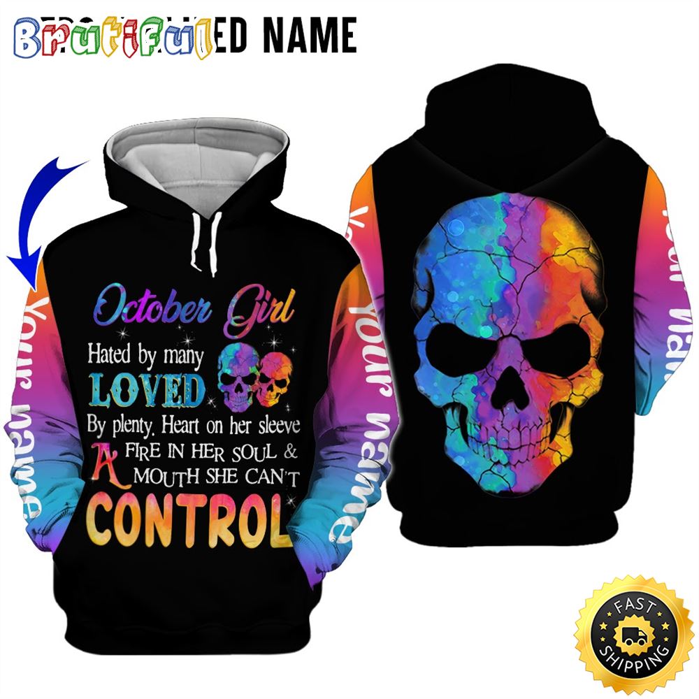 Personalized Black October Skull Girl Hated By Many All Over Print Hoodie Gift For Frends 1 boz52n