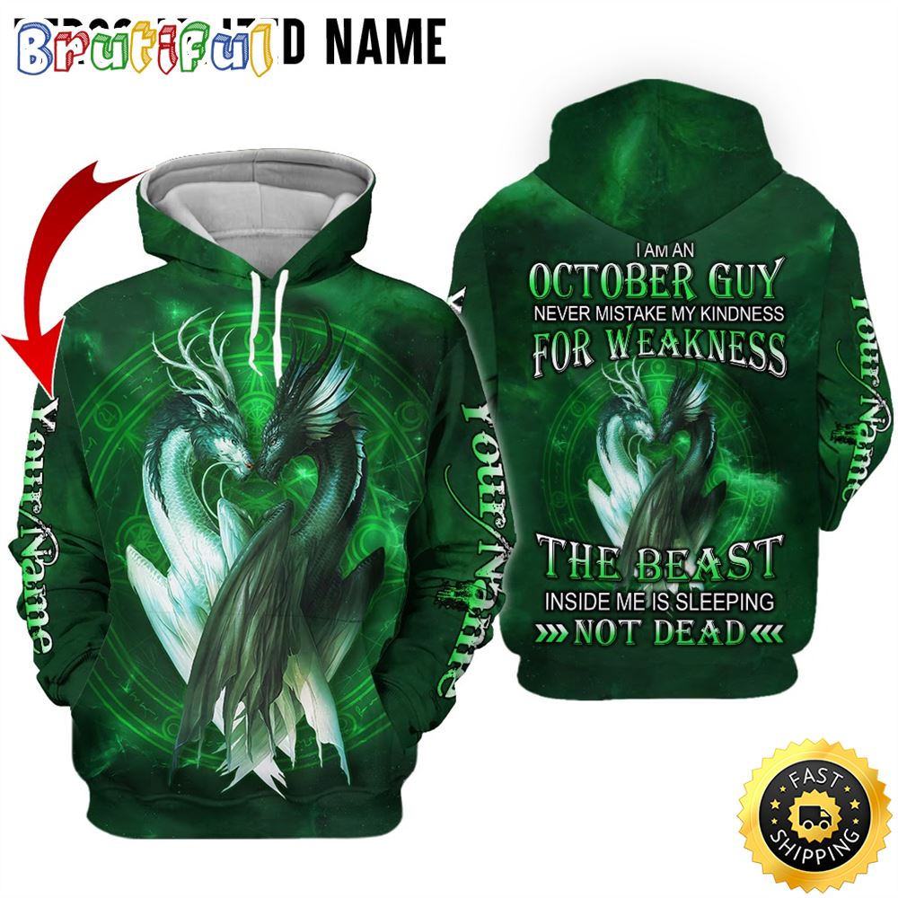 Personalized Green October Guy The Monster Inside Me All Over Print Hoodie Gift For Frends 1 duonma