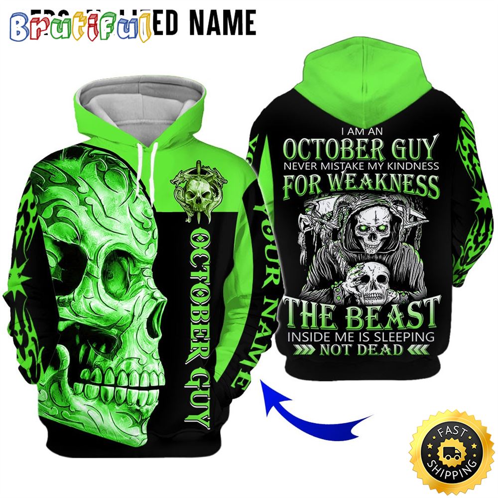 Personalized Green October Skull Guy The Dark Side Of Me All Over Print Hoodie Gift For Frends 1 vbw9gh
