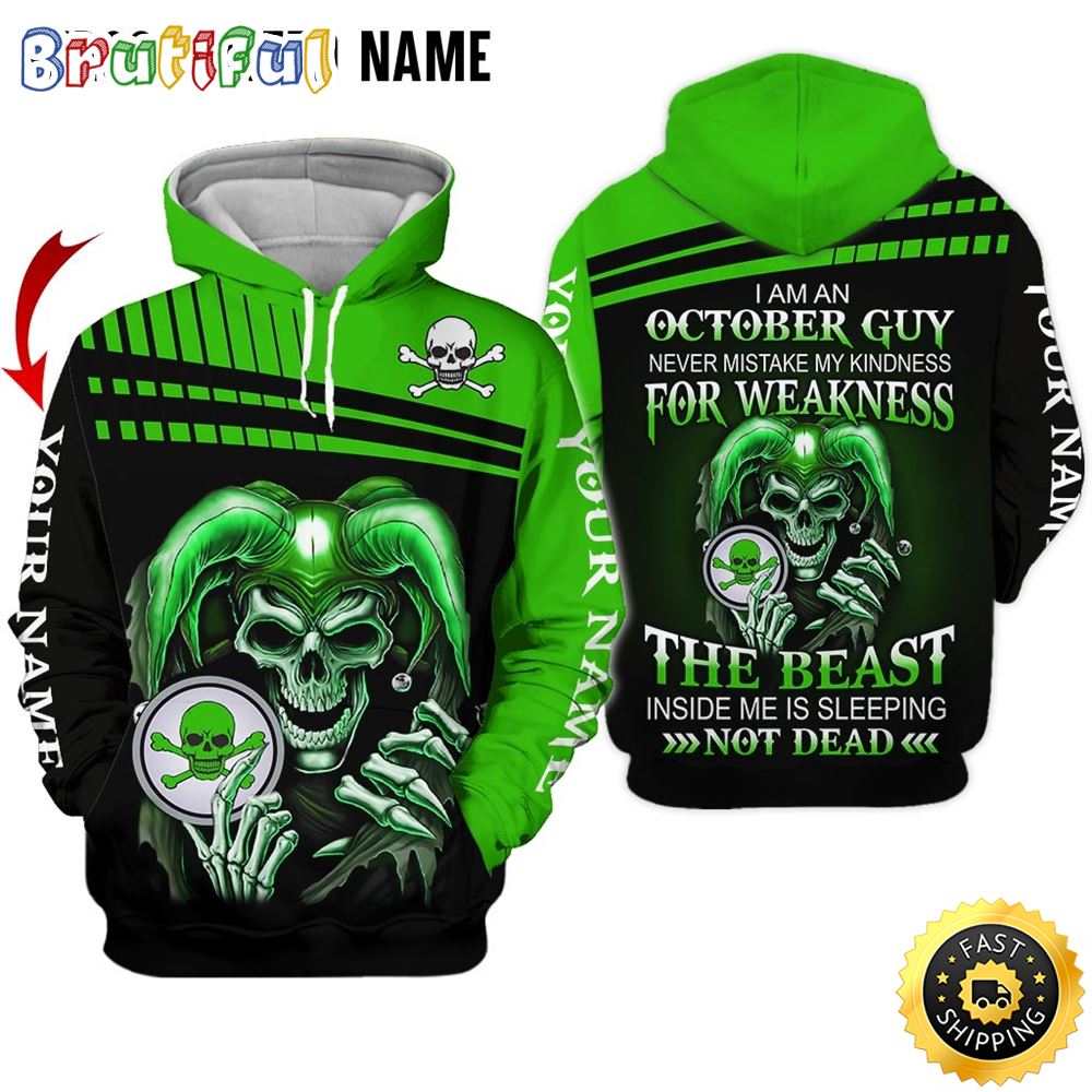 Personalized Green October Skull Guy The Shadow Self All Over Print Hoodie Gift For Frends 1 j1td4k