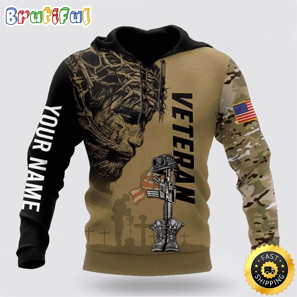 Personalized Jesus All Over Print 3D Hoodie For Military Personnel 1 k3gnta