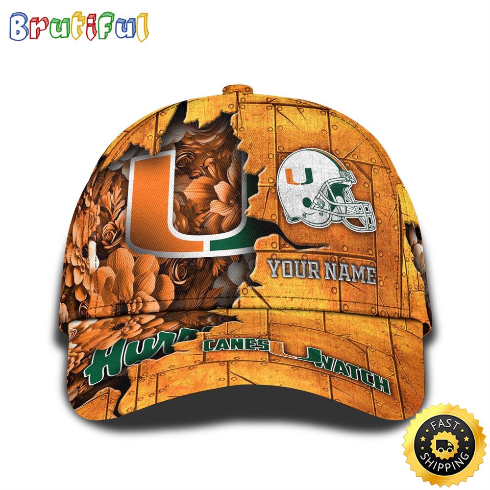 Personalized NCAA Miami Hurricanes All Over Print BaseBall Cap Show Your Pride 1 e4ytel