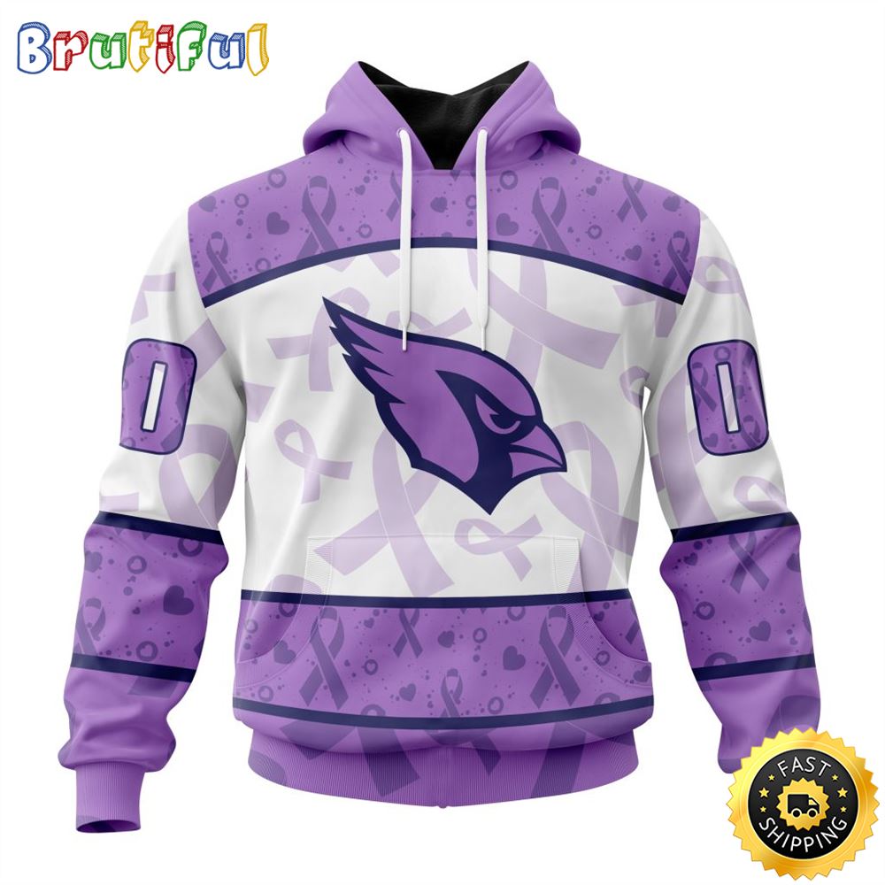 Personalized NFL Arizona Cardinals All Over Print 3D Hoodie Special Lavender Fights Cancer Unisex Hoodie 1 e2aooy
