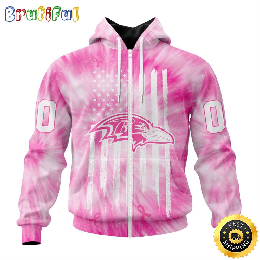 Personalized NFL Baltimore Ravens All Over Print Zip Hoodie 3D Special Pink Tie Dye Unisex Hoodie 1 pnp0iy