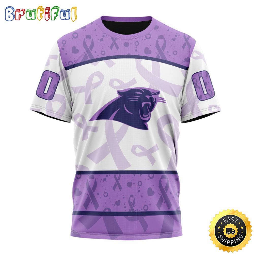 Personalized NFL Carolina Panthers All Over Print 3D T Shirt Special Lavender Fights Cancer Unisex Tshirt 1 xca70s